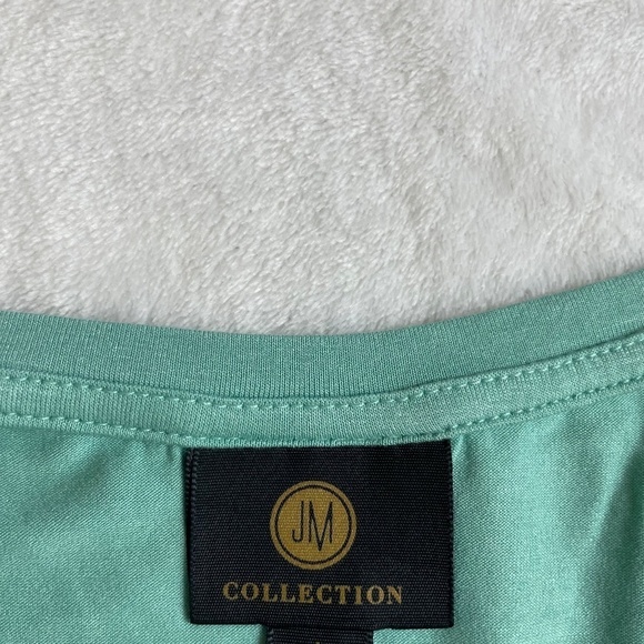 NWT - 3/4 Sleeve Scoop Neck Casual Drape Top in Jade Isle Turquoise - Picture 3 of 5